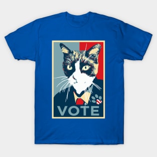 Cat running for president (Obama Hope logo) T-Shirt